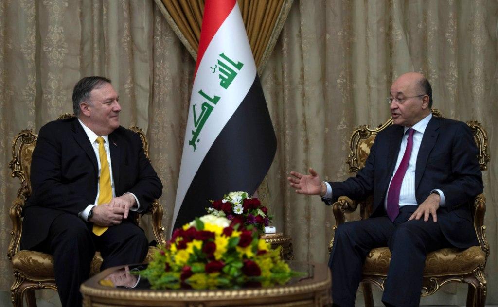 Mike Pompeo se reunió con el presidente de Irak, Barham Saleh, así como otros representantes de la política iraquí (AFP)
