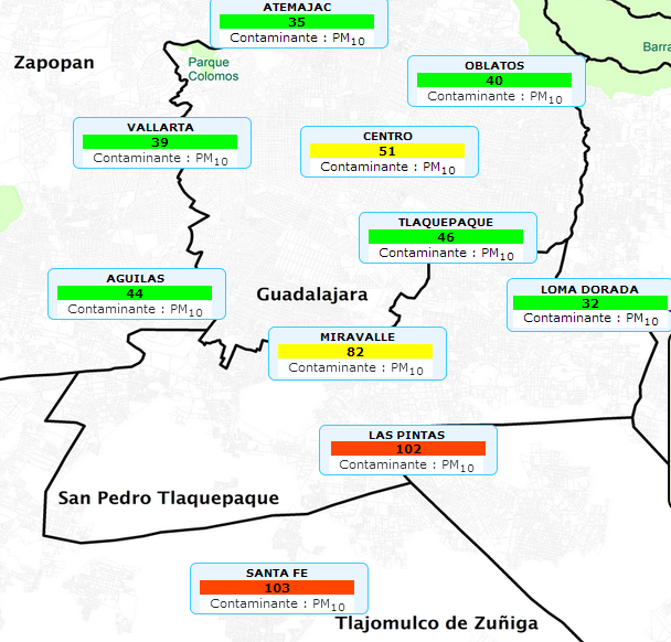 Registra altos niveles de contaminación en zona sur de ZMG Grupo Milenio Registra altos niveles de contaminación en zona sur de ZMG Grupo Milenio