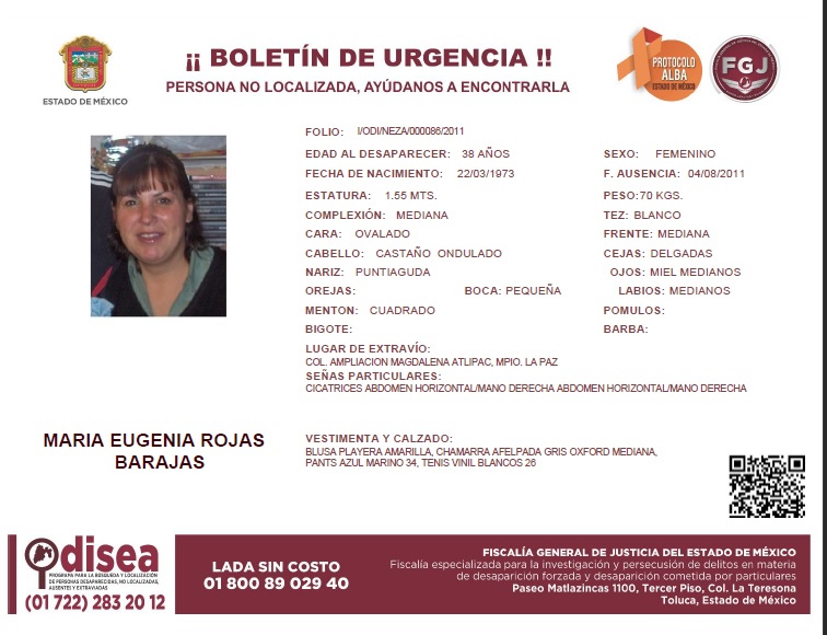 Hasta el momento se desconoce si fue víctima de algún delito.