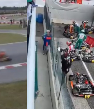 Carrera de karts termina en tremenda bronca tras un choque entre pilotos (Especial)