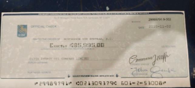 cheque decomisado