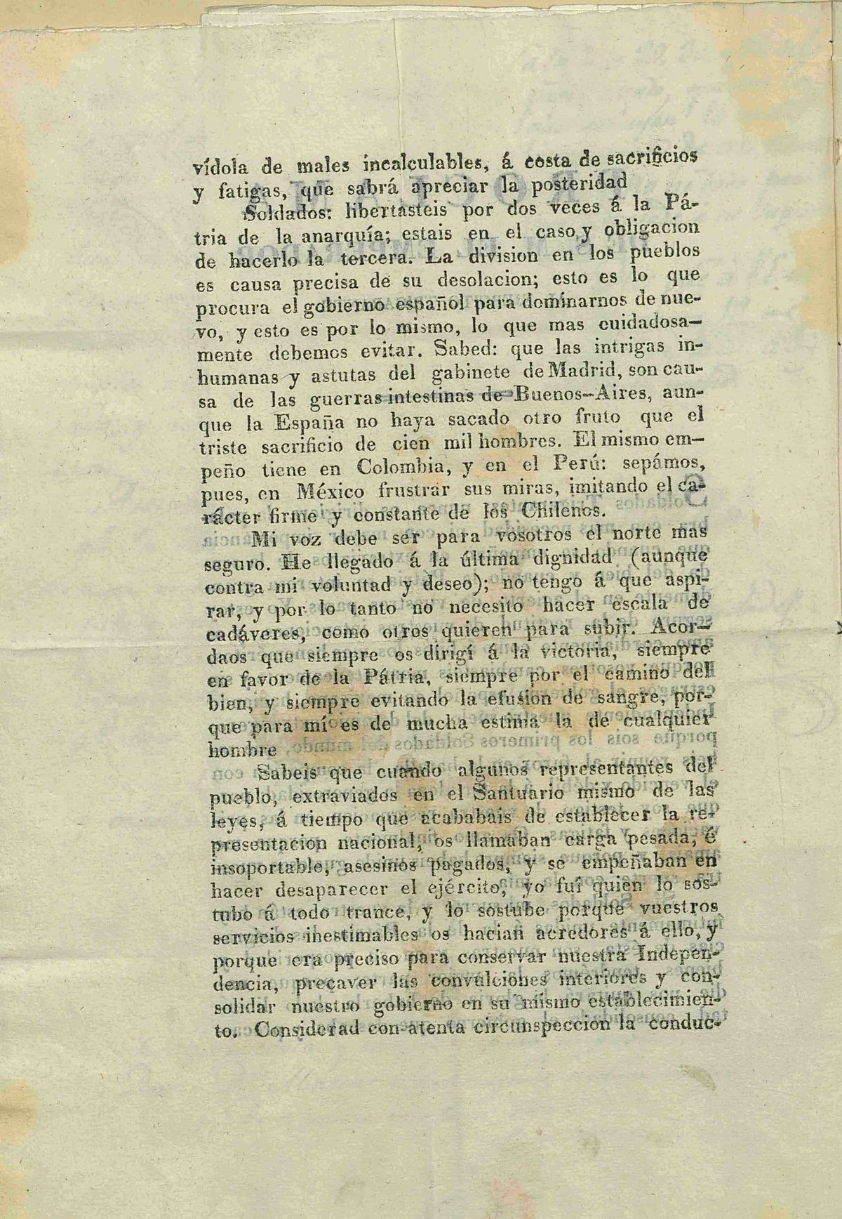 Proclama del emperador Agustín de Iturbide al Ejército Trigarante (11 de febrero de 1823). Fotografía: Agustín Gutierrez Canet.