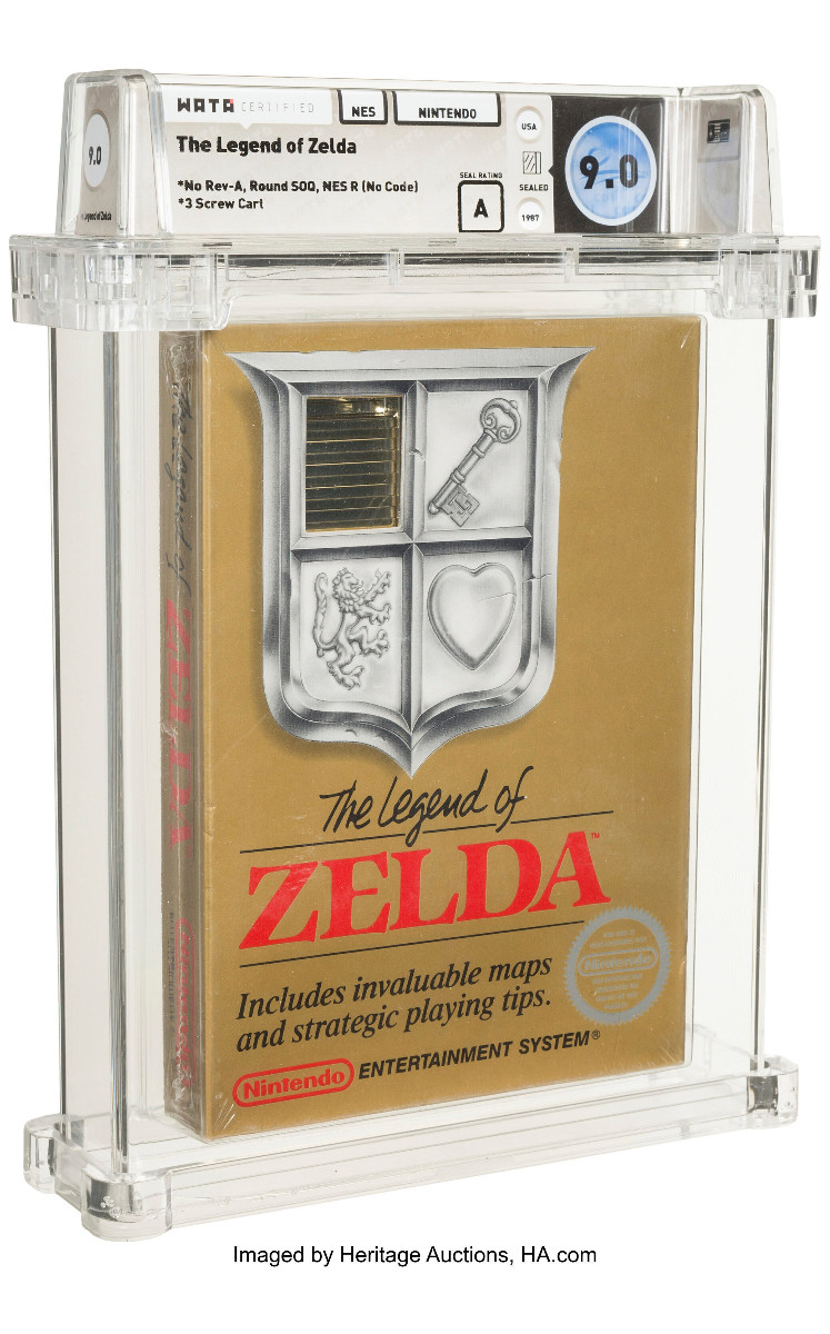 Fotografía facilitada por la casa de subastas Heritage Auctions en la que aparece un ejemplar del videojuego The Legend de Zelda, de Nintendo. (Heritage Auctions vía AP)